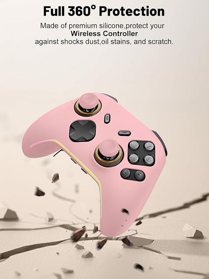 Silicone Protective Case for Flydigi Vader 5 Pro Wireless Controller, Full-Body Protective Cover with Precise Cutout, Shockproof Dustproof Protector Sleeve & Scratch-Resistant Sleeve (Pink)