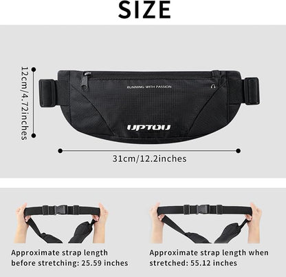 Fanny Pack for Men Women,waterproof Waist Bag Packs with Adjustable Strap, Slim Running Phone Holder Belt bag money belt for travel,Hiking,Workout,Running Gear Accessories（Black）