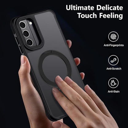 for Samsung Galaxy S21 FE Case, Magnetic Adjustable Ring Stand [Fit for Magsafe], [Military-Grade Shockproof Protection] Phone Case with Kickstand&Ring Holder (Black)