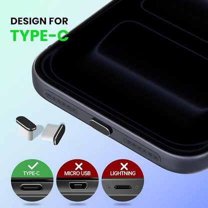 USB C Dust Plug for iPhone 17 Pro Max/ 17 Pro, 5PCS iPhone Speaker Protector & Type C Charging Port Cover Cap for iPhone 17 Pro Max, Earpiece Speaker Mesh Adhesive Stickers with Tweezer, Deep Blue