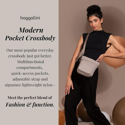 Baggallini Modern Pocket Crossbody Bag for Women, 8.5"x8.5" Handbag Purse with RFID, Lightweight Water-Resistant