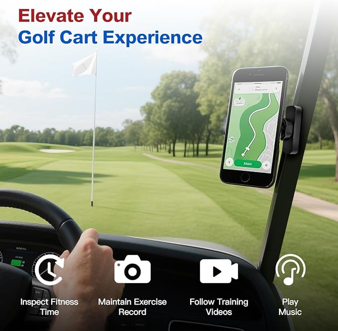 NOKINS Magnetic Golf Cart Phone Holder Fits EZGO, Club Car, Yamaha, Compatible with iPhone 16/15/14/13/12 Series, 360° Rotation, Strong Magnet, Golf Cart Accessories for Men&Women - Golf Gifts