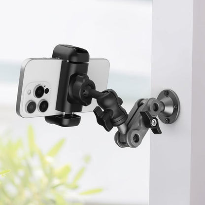 Wall Mount Phone Holder Drilling Base Heavy Duty iPhone Stand,360° Adjustable 2-Stage Arms Mount for Wall/Desk/Car/Truck/Van Dashboard,Compatible with 3.5~7.5" iPhone/HTC/LG/Nexus/Huawei Smartphone