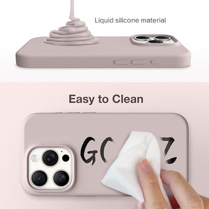 GONEZ for iPhone 15 Pro Max Case Silicone, Compatible with Magsafe, Camera Protector + Screen Protector, Soft Anti-Scratch Microfiber Lining, Liquid Silicone Shockproof Phone Cover, Light Taro