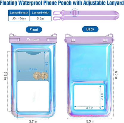 [Up to 10''] Waterproof Phone Pouch Floating, IPX8 Underwater Cell Phone Holder with Lanyard for iPhone 17 16 15 14 Pro Max, Galaxy S25 S24 S23 Ultra, Beach Cruise Ship Essentials Travel Must Haves