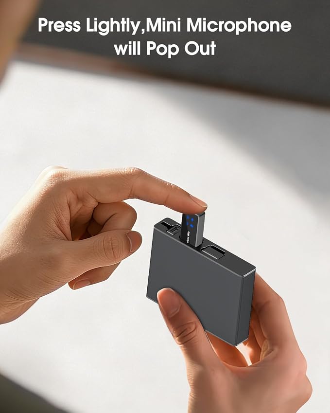 PoP voice Mini Wireless Lavalier Microphone for iPhone/Android/PC, 48kHz/24-bit High Fidelity Audio, 20m Range, Noise Cancelling, 60h Use, YouTube, Vlog, Streaming