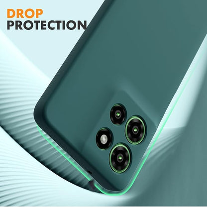Case for Motorola Moto G Power (2025), 2 Pack Tempered Glass Screen Protectors, Soft TPU Silicone Shockproof Case-Midnight Green
