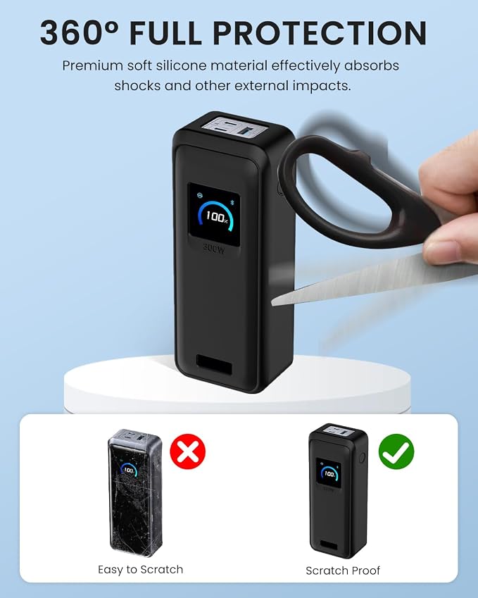 Silicone Case for Anker Prime Power Bank 300W 26,250mAh,Full-Body Protective Cover for Anker Prime Power Bank 300W,Precise Port Cutouts (Case Only) Black