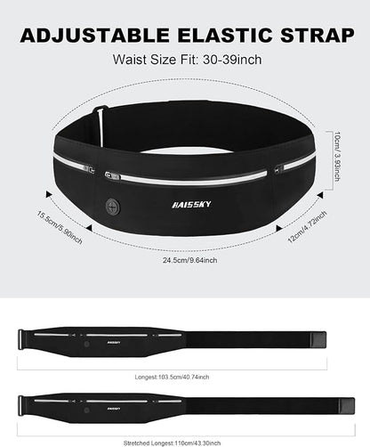 Slim Running Belt - 3 Pocket Running Fanny Pack, Adjustable Sweat Resistant Waist Bag for Men Women, Workout Exercise Fitness Phone Holder Fits All Phones - Runner Marathon Jogging Race Belt