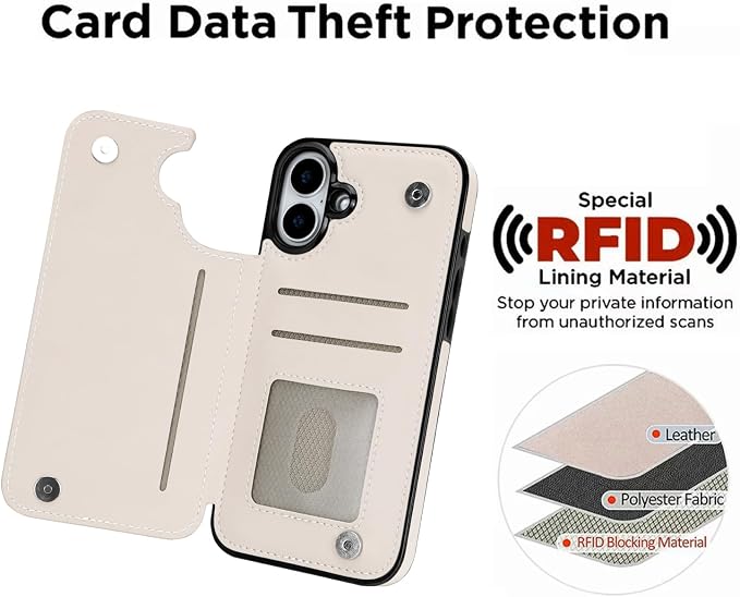 uCOLOR for iPhone 17 Wallet Case with Card Holder PU Leather RFID Blocking Design iPhone 17 flip case for Women Men Magnetic Clasp Kickstand Design 6.3 inch (Dune Mirage Checkboard)
