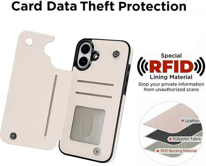 uCOLOR for iPhone 17 Wallet Case with Card Holder PU Leather RFID Blocking Design iPhone 17 flip case for Women Men Magnetic Clasp Kickstand Design 6.3 inch (Dune Mirage Checkboard)