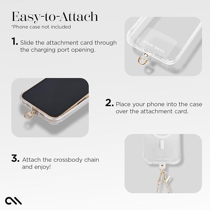 Case-Mate Crossbody Phone Lanyard / Chain [Works with All Phones] Hands-Free Strap - Cell Phone Charm - Neck Chain Holder for iPhone 17 Pro Max / 16 Pro Max/ 15 Pro Max / 14 / 13 /12/ S26 Ultra - Gold