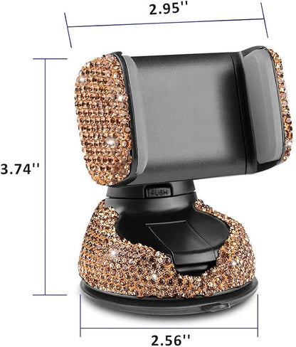 eing Car Phone Mount Cell Phone Holder with One More Air Vent Base,Bling Crystal Universal Phone Mount Holder Cradle for Dashboard,Windshield and Air Vent,Gold