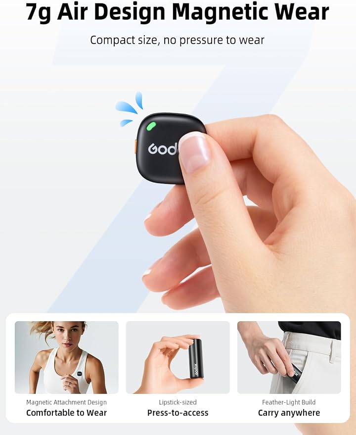 GODOX C01 Kit2 Wireless Lavalier Microphone for iPhone 15/16/17 & Android, USB C, Intelligent Noise Reduction, 48kHz/24bit Audio & 200m Range for Vlogging, YouTube (2 TX + 1 USB-C RX + Charging Case)