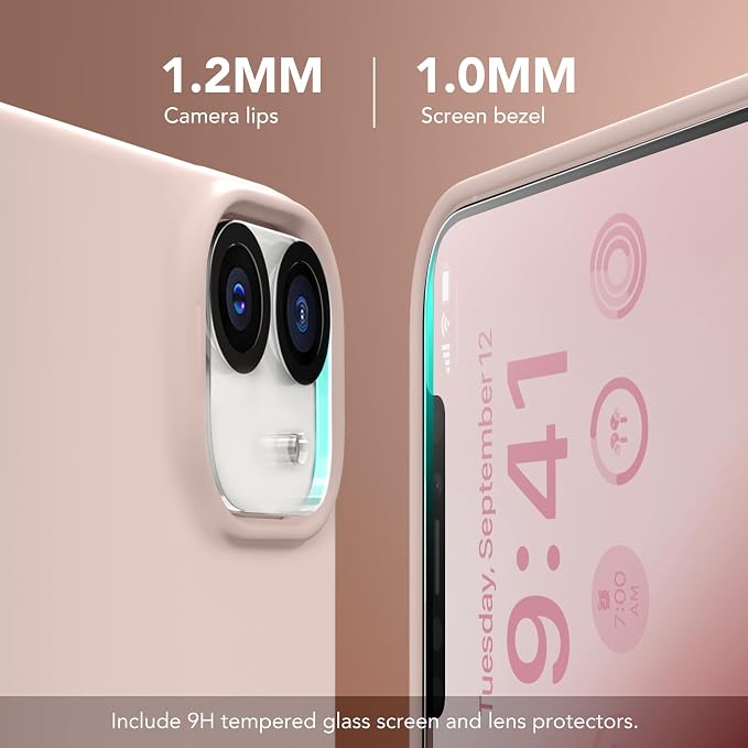 GONEZ Magnetic for iPhone 12 Case / 12 Pro Case, Compatible with MagSafe, [Screen Protector + Camera Lens Protector], Silicone Shockproof Anti-Scratch Protective Phone Case 6.1 inch, Pink
