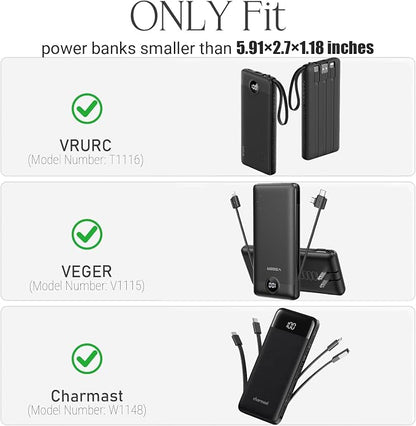 Case for VRURC for VEGER for charmast Portable Power Bank Built-in Cables - Travel Protective Carrying Storage Bag (Case Only) (Black)