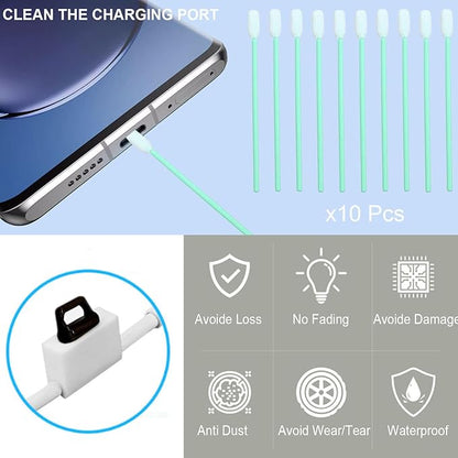 10 Packs of Easy to Grip Phone Dust Plugs, Charging Port Cover for Lightning, with Plug Bracket, Storage Box, Compatible with iPhone 14 13 12 11 X XS XR 8 7 SE