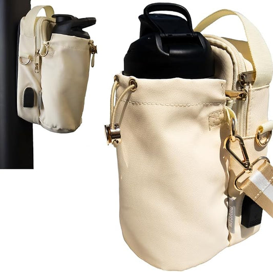 Magnetic Gym Sling Bag for Men & Women | Waterproof Travel Bag with Bottle Holder, USB Port, Adjustable Strap & Phone Pocket (MAX 50oz / 1.5L Bottle)