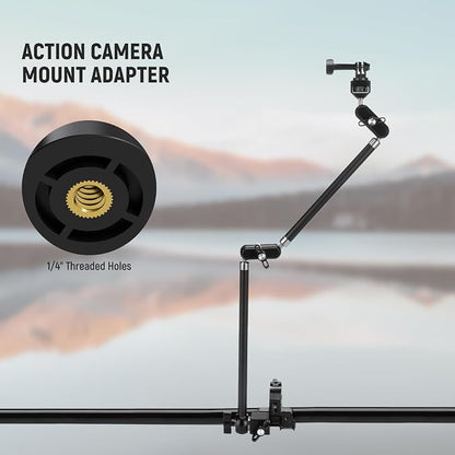 NEEWER 30" Articulating Magic Arm with Super Clamp/Action Cam Mount/Phone Holder, Overhead Camera Desk Mount Mic Boom Stand, Compatible with GoPro iPhone DSLR Webcam Microphone Video Recording, UA056