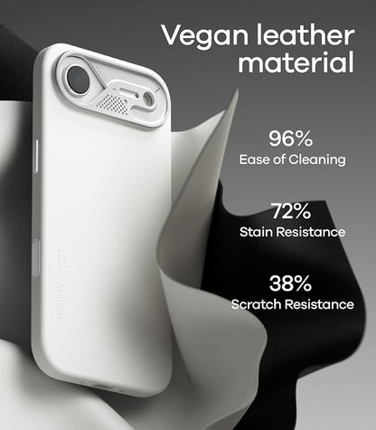 Aulumu A17 Vegan Leather iPhone Air Case | Camera Control | Luxury Comfort | Compatible with MagSafe | Complete Wrap-Around - White