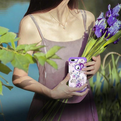 Hocase Heavy Duty Shockproof Protection Hard Plastic+Silicone Rubber Hybrid Protective Case for iPhone 7 Plus/iPhone 8 Plus - Lavender Flowers