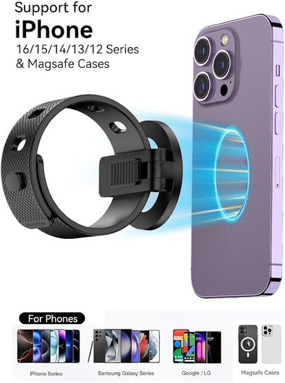 Magnetic Phone Holder for Stroller, Strong Magnetic Bar Phone Mount for Bike, Gym Treadmill with Adjustable Strap, 17 N52 Magnets & Magsafe Phone Holder Fit for iPhone 12-17 Series