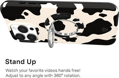 VELVET CAVIAR Compatible with MagSafe Phone Grip 2.0 | Cute Magnetic Ring Holder | Finger Loop Kickstand | Pop On Accessory for iPhone 17, 16, 15, 14, 13, 12 | Cow Print
