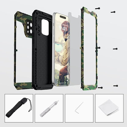 Mitywah Waterproof Case for iPhone 14 Pro Max, Heavy Duty Shockproof Case with Built-in Screen Protector, Full Body Underwater Protective Metal Case 6.7 inch, Camouflage