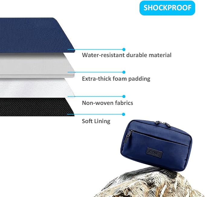 GOX Cable Organizer Travel Bag, Water Resistant Electronic Accessories Case, All-in-One Tech Storage Pouch for Chargers, Cords, Batteries,Phone, Hard Drive & Power Bank (Navy)