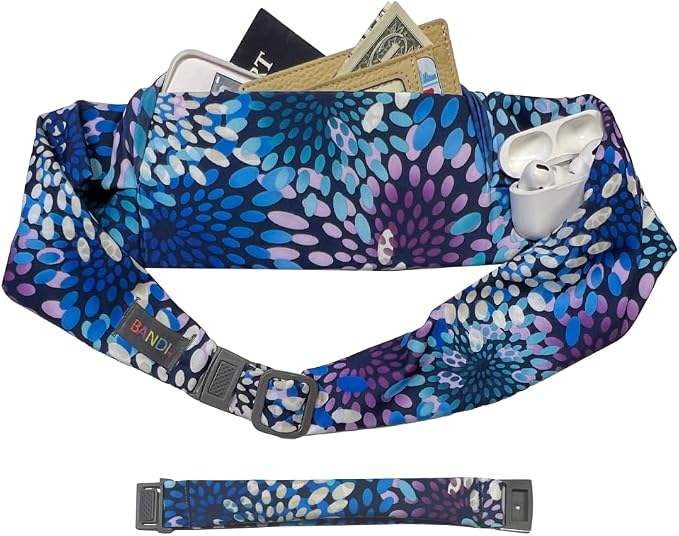 BANDI Plus Size Fanny Pack for Women - Travel-Ready Pocket Belt with Secure Hidden Money & Running Belt for Phone, Passport, Keys, & Medical Devices, Adjustable Fit, Comfortable (Kiku)