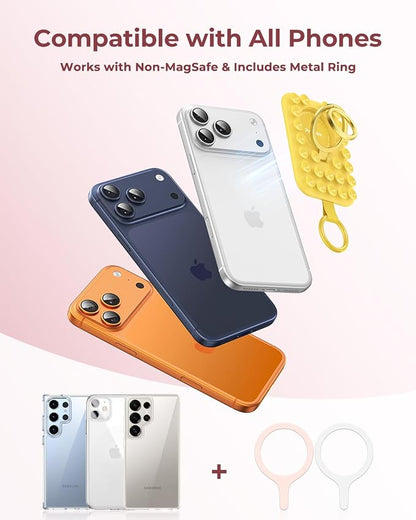 Syncwire Magnetic Suction Phone Mount for MagSafe, Silicone Octo Cup Buddy Sticky Grip Ring Holder, Hands-Free/Selfie/Video for TikTok & Instagram Influencer/Creator, iPhone Compatible,Sunshine Yellow