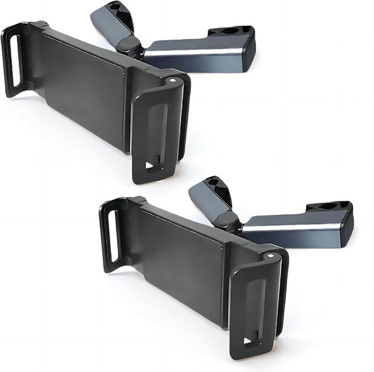 Car Phone and Tablet Holder - 2 Pack Universal Lazy Arm Stand for Back Seat, Rotating Headrest Mount - A-Style, Black for Premium in-Car Entertainment