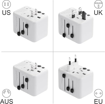 oviitech 35W Universal Travel Adapter with 5 USB Ports, International Wall Charger for for US to European EU UK AUS Worldwide Use(Type C/G/A/I) White - UL Certified.