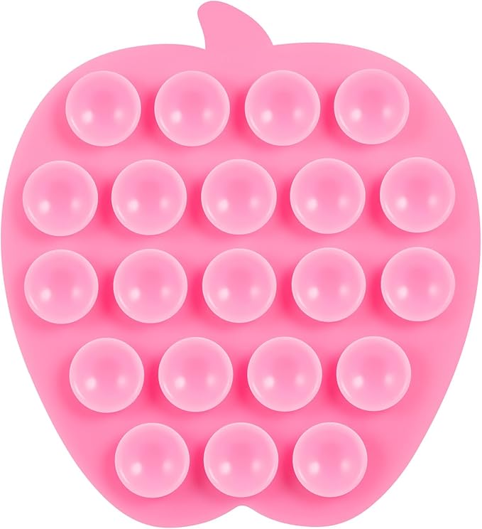 Cieo Suction Cup Phone Mount, Phone Accessories Hands-Free Strong Grip Holder for Selfies and Videos, Sticky Grip Mirror Shower Phone Holder(Apple Shaped, Pink)