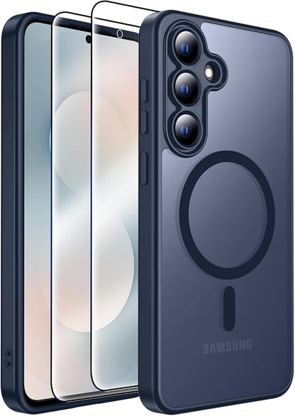MOZOTER for Samsung Galaxy S25 FE Case,[Compatible with MagSafe] Blue | [12Ft Military Dropproof][2*Screen Protector]Translucent Shockproof Holsters Case for S25 FE-Blue