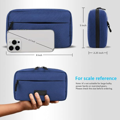 GOX Cable Organizer Travel Bag, Water Resistant Electronic Accessories Case, All-in-One Tech Storage Pouch for Chargers, Cords, Batteries,Phone, Hard Drive & Power Bank (Navy)