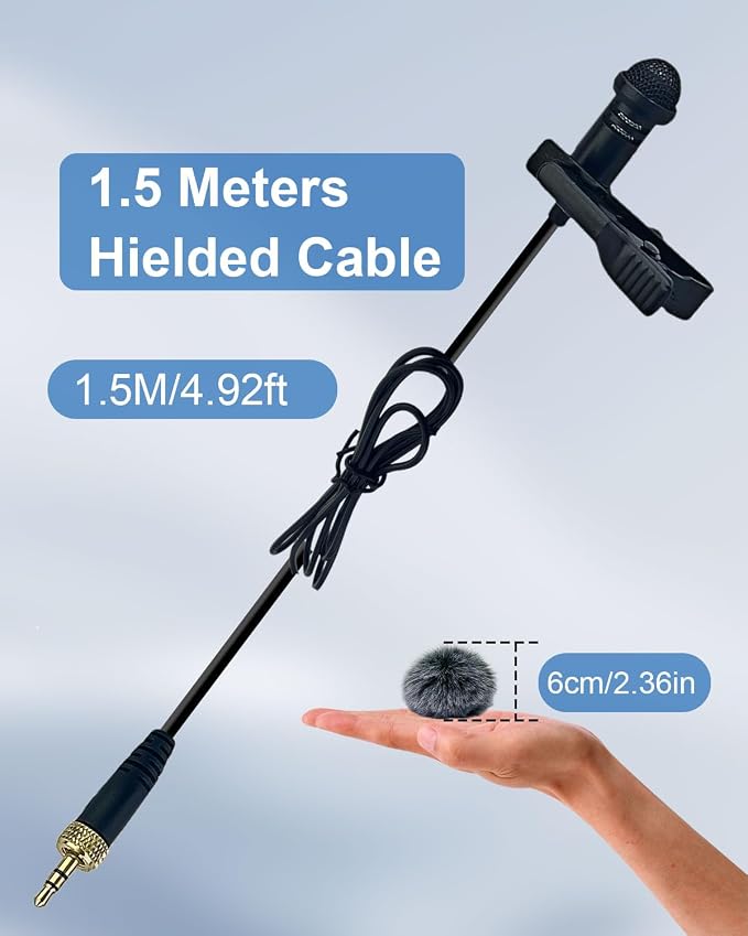 Lavalier Lapel Microphone Compatible with Sennheiser Wireless Transmitter, Omnidirectional Condenser Mic for Use on Stage Houses of Worship Presenters, 3.5mm Screw Lock Plug, Black
