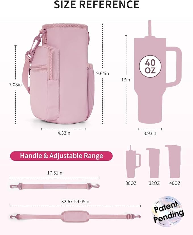 sportsnew Magnetic Gym Bag for Women Men, Water Bottle Carrier Holder with Strap & Phone Pockets for 40oz Tumbler with Handle, 4 Built-in Magnets Small Gym Bag for Sports, Workout, Fitness, Walking