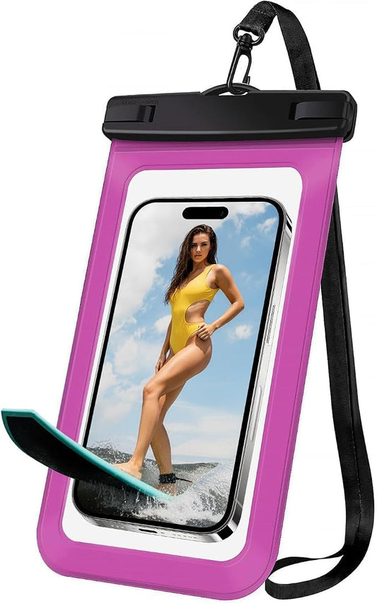 [1 Pack Waterproof Phone Case, 6.8" Universal Dry Bag for iPhone 15/14/13/12 Pro Max, IPX8 Waterproof Pouch, Cruise Ship & Beach Essentials, Bright Red