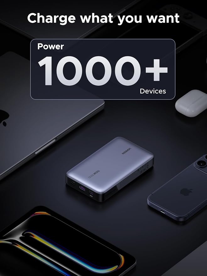 UGREEN 20000mAh 100W Power Bank, Nexode Portable Charger USB C 3-Port PD Fast Charging Battery Pack Digital Display for iPhone 17/16, MacBook, iPad, Galaxy S26 Ultra, Steam Deck, Dell XPS and More