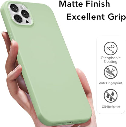 for iPhone 12 Pro Max Case Silicone Compatible with Magsafe Case, Ultra Slim Thin Magnetic Phone Cases Mag Safe, Cute Soft Rubber Gel Matte Plain Wireless Charging Cover for Women, Sage Green