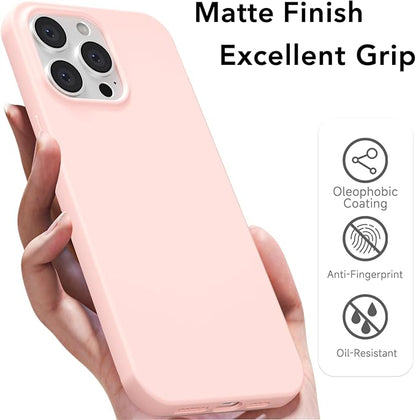 for iPhone 15 Pro Max Case Silicone Compatible with Magsafe Case, Ultra Slim Thin Magnetic Phone Cases Mag Safe, Cute Soft Rubber Gel Matte Plain Wireless Charging Cover for Women, Light Pink