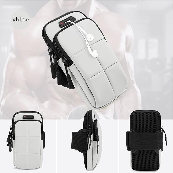 Prime Comfort Phone Holder, Arm Bands for Workout, Use for Running, Walking, Hiking & Biking (Grayish White)