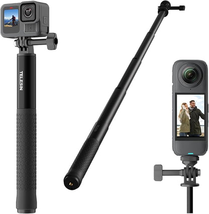 TELESIN 35" Extension Selfie Stick for GoPro, Portable Vlog Selfie Stick Handle Monopod Pole for GoPro Hero 13 12 11 10/Insta360/DJI Osmo 360 Action 6 5 4 Pocket/AKASO Travel Action Camera Accessories
