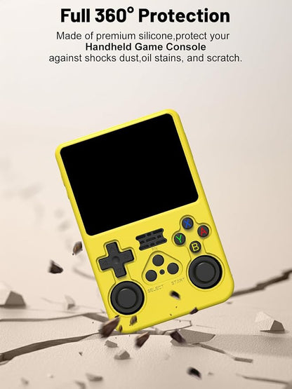 Silicone Protective Case for Anbernic R36S Game Console, Full-Body Protective Cover with Precise Cutout, Shockproof Dustproof Protector Sleeve & Scratch-Resistant Sleeve (Yellow)