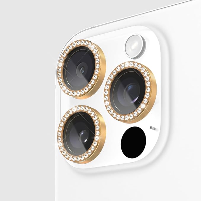 kate spade new york iPhone 16 Pro Max/iPhone 16 Pro Camera Lens Protector with Aluminum Ring - Set in Stone Gold
