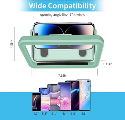 Shower Phone Holder Waterproof, 480° Rotatable Retractable Adjustable Anti-Fog High Sensitivity Touch Screen Bathroom Shower Phone Case, Bathroom Wall Phone Mount for 4-7" Cellphones (Green)