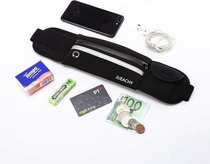Jueachy Running Belts for Women Waterproof Fanny Pack Running Waist Pouch Phone holder Adjustable Sports Money Belt with Headphone Port