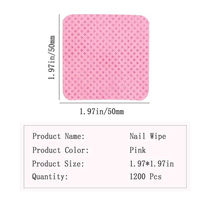 Lint Free Nail Wipes, 1200Pcs Pink Eyelash Extension Glue Cleaning Wipes, Absorbent Soft Non-Woven Fabric Gel Nail Polish Remover Pads, No Lint Nail Cotton Pads for Eyelash Extensions Nails Lash Glue