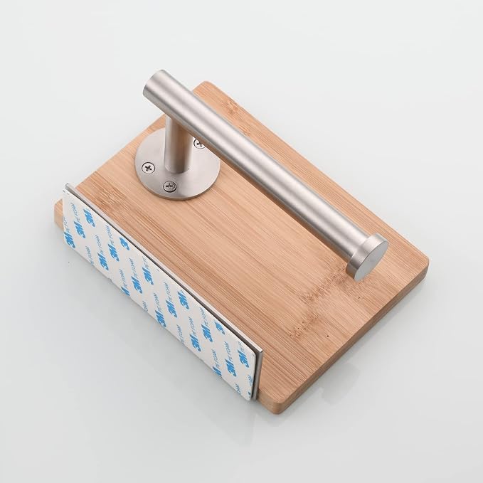 Tecmolog Wall Mount Tissue Paper Holder Self Adhesive Stainless Steel Toilet Paper Roll Holder with Phone Shelf for Bathroom, Brushed Nickel, SBH263NA